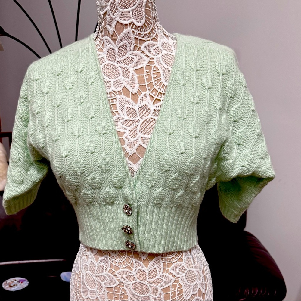 Charter Club Luxury cashmere top, w beautiful rhinestone buttons. New, no tags